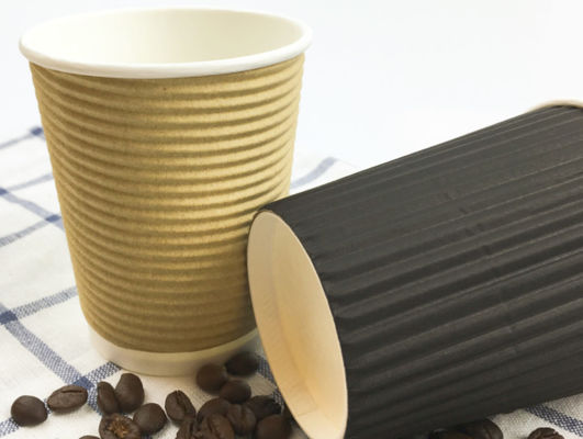 8oz Çift Duvar Oluklu Haşlanma Önleyici Tek Kullanımlık Kahve Kağıt Bardakları
