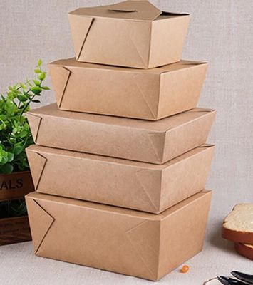 2000ml Çevre Dostu Fast Food Makarna Paket Servisi Kraft Kağıt Öğle Yemeği Kutusu