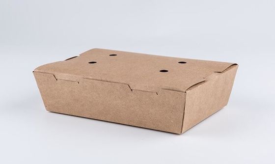 Dikdörtgen Tek Kullanımlık Kraft Kağıt Öğle Yemeği Kutusu ， 1450ml patlamış mısır tavuk kutusu x