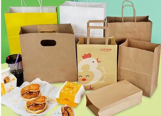 Paket servisi olan restoran Yiyecek veya giyim Kare Alt Hediye paketleme kraft kağıt torba