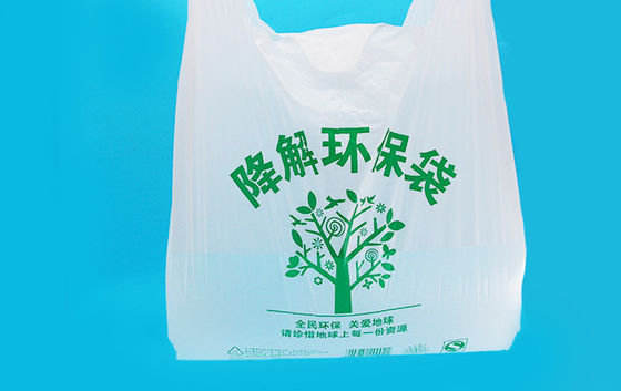 Gerilmeye Dayanıklı Süpermarket Biyobozunur Tek Kullanımlık Torbalar, Yelek Beyaz Çöp Torbaları