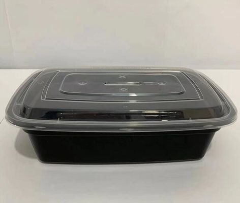 Siyah 1000ml Mikrodalgada Tek Kullanımlık PP Plastik Gıda Kabı