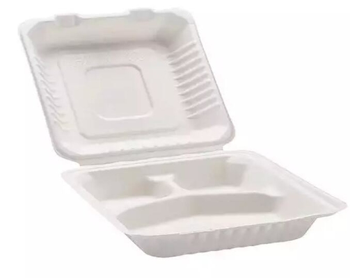 Tek Kullanımlık Kraft Kağıt Plastik 3 Bölmeli Öğle Yemeği Kutusu Özelleştirin